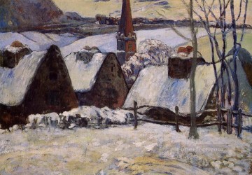 ポール・ゴーギャン Painting - 雪の中のブルターニュの村 ポスト印象派 原始主義 ポール・ゴーギャン